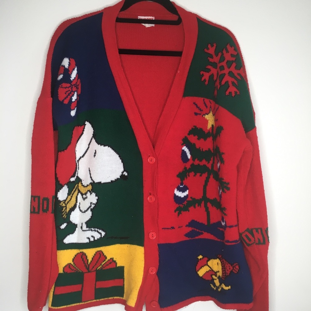 Vintage Snoopy & Friends Knit Cardigan Sweater